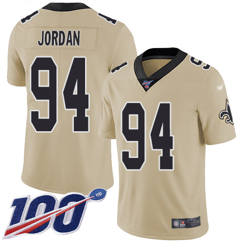 Men New Orleans Saints Limited Gold Cameron Jordan Jersey NFL Football #94 100th Season Inverted Legend Jersey->new orleans saints->NFL Jersey